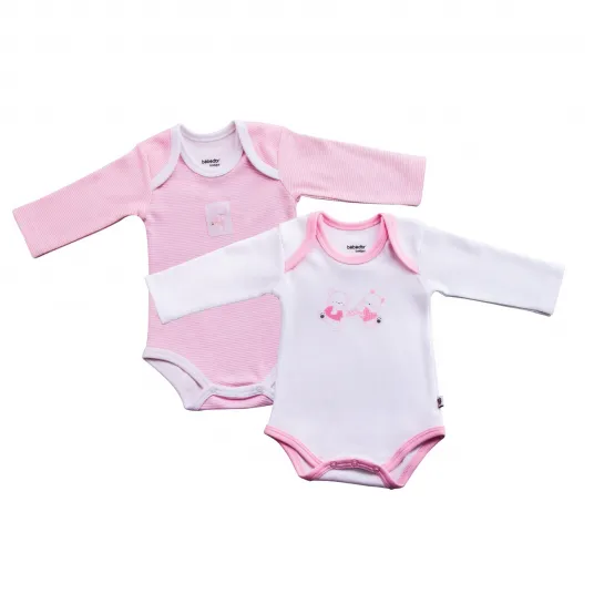 Set 2 tricouri maneca lunga BEBE D'OR pentru bebelusi, Roz, Roz, 62 CM