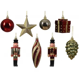 Set 20 globuri Craciun Decoris 024641, plastic, 13 x 4.2 cm, rosii