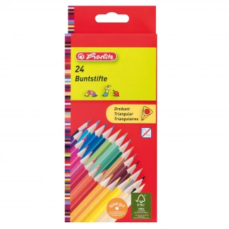 Set 24, Creioane Color Herlitz, 1/1, lacuite, sectiune triunghiulara