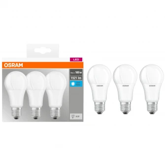 Set 3 becuri LED Osram Base Classic A100, E27, 13W (100W), 1521 lm, A+, lumina neutra (4000K)