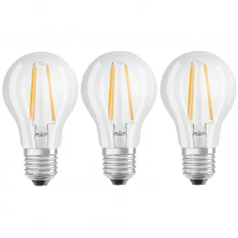 Set 3 becuri LED Osram Base Filament A60, E27, 6.5W (60W), 806 lm, A++, lumina neutra (4000K)