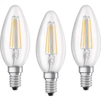Set 3 becuri LED Osram Base Filament B40, E14, 4W (40W), 470 lm, A++, lumina neutra (4000K)