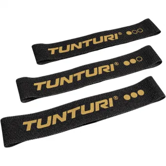 Set 3 benzi elastice Tunturi Centuri, 64x5.8x0.6 cm, negru/auriu