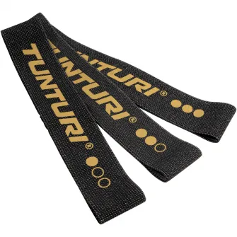 Set 3 benzi elastice Tunturi Centuri, 64x5.8x0.6 cm, negru/auriu