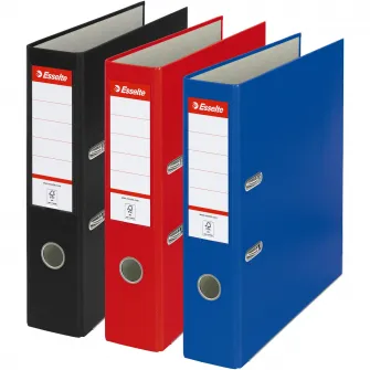 Set 3 bibliorafturi Esselte Economy, PP, partial reciclat, certificare FSC, A4, 7,5 cm, culori asortate