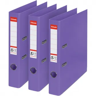 Set 3 bibliorafturi Esselte No.1 Power, PP/PP, partial reciclat, certificare FSC, A4, 5 cm, violet