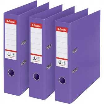 Set 3 bibliorafturi Esselte No.1 Power, PP/PP, partial reciclat, certificare FSC, A4, 7,5 cm, violet
