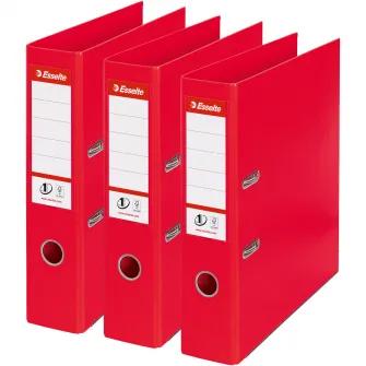 Set 3 bibliorafturi Esselte No.1 Power VIVIDA, PP/PP, partial reciclat, certificare FSC, A4, 7,5 cm, rosu