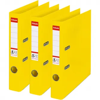 Set 3 bibliorafturi Esselte No.1 Power VIVIDA, PP/PP, partial reciclat, certificare FSC, A4, 5 cm, galben