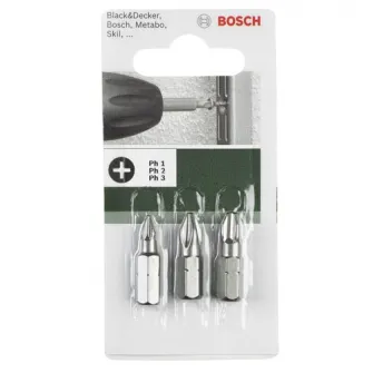 Set 3 biti PH Bosch, lungime 25 mm