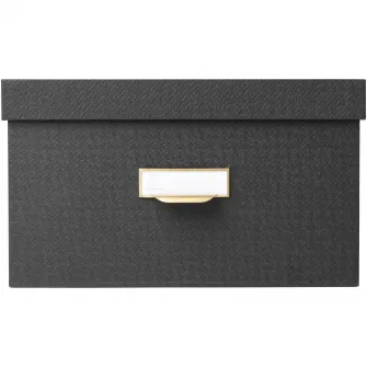 Set 3 cutii depozitare cu capac Exacompta OfficeByMe, Carton 3mm, Suport eticheta, Certificare FSC, format A4+, A5++, A6++, Negru