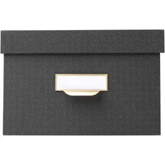 Set 3 cutii depozitare cu capac Exacompta OfficeByMe, Carton 3mm, Suport eticheta, Certificare FSC, format A4+, A5++, A6++, Negru
