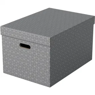 Set 3 cutii depozitare Esselte Home Recycled, carton, 51x35x30 cm, cu capac, gri