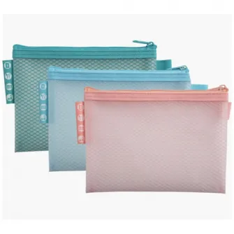 Set 3 Mape protectie inchidere fermoar Exacompta Pastel, A6, plastic EVA 0.3mm, Coral, Albastru, Verde