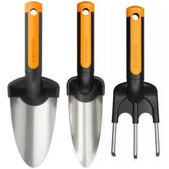 Set 3 unelte pentru gradina/plantat Fiskars Premium,plantator lat, plantator ingust, cultivator, maner ergonomic