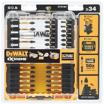 Set 34 accesorii de impact Dewalt DT70746T-QZ, biti, adaptor biti