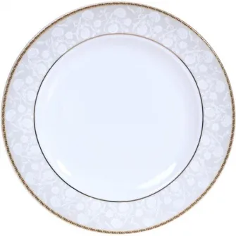 Set 34 piese Dinova Adolf portelan cu margini aurii, 6 farfurii intinse, 6 farfurii adanci, 6 farfurii desert, 6 cesti cu 6 farfurii, 1 platou, 1 bol salata, 1 supiera cu 1capac