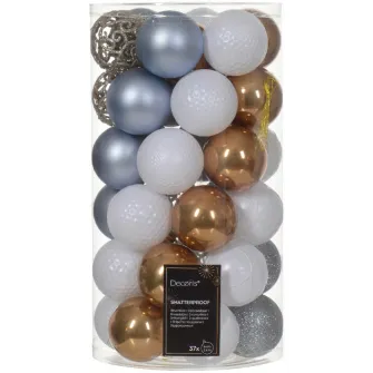 Set 37 globuri Craciun Decoris 029351, plastic, 6 cm, multicolor