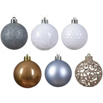 Set 37 globuri Craciun Decoris 029351, plastic, 6 cm, multicolor