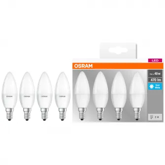 Set 4 becuri LED Osram Base Classic B40, E14, 5W (40W), 470 lm, A+, lumina neutra (4000K)