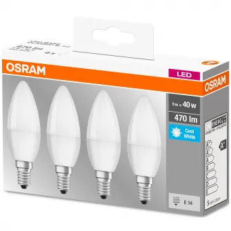 Set 4 becuri LED Osram Base Classic B40, E14, 5W (40W), 470 lm, A+, lumina neutra (4000K)