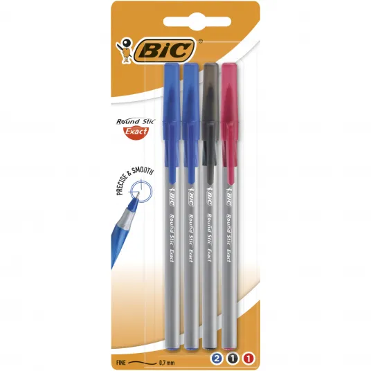 Set 4 bucati pix BIC Round Stic Exact, asortate