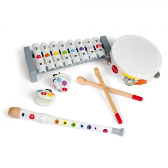 Set 4 instrumente muzicale din lemn Janod Confetti - Live Musical