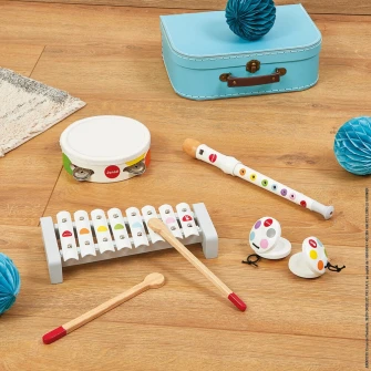 Set 4 instrumente muzicale din lemn Janod Confetti - Live Musical