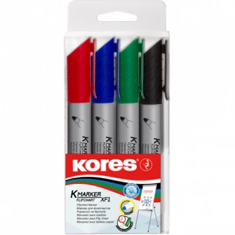 Set 4 Markere flipchart Kores, 3 mm
