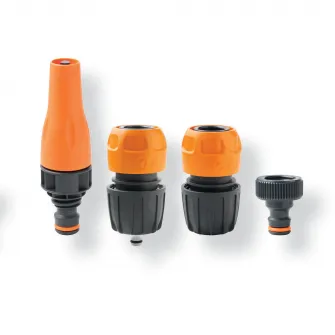 Set 4 piese pentru stropit GF Garden,duza stropit ajustabila + conector Aquastop 1/2 + conector 1/2 + adaptor cu filet interior 3/4