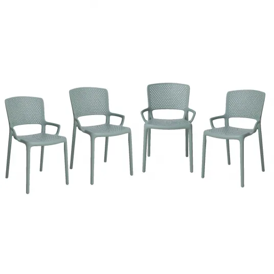 Set 4 scaune Kring Amalfi, interior/exterior, tratat UV, polipropilena (PP), Verde