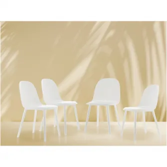 Set 4 scaune Kring Rio, interior/exterior, tratat UV, polipropilena (PP), Alb