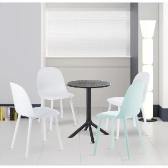 Set 4 scaune Kring Rio, interior/exterior, tratat UV, polipropilena (PP), Alb