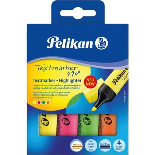 Set 4 Textmarker Pelikan 490, cutie carton