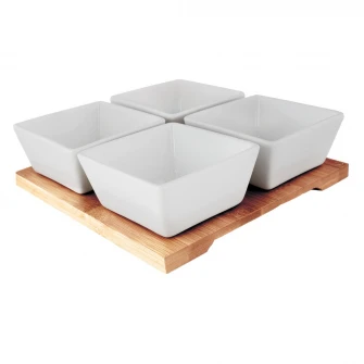 Set 4 vase servire, Lamart Bamboo, portelan, 19 x 19 cm