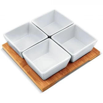 Set 4 vase servire, Lamart Bamboo, portelan, 19 x 19 cm