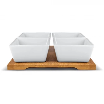 Set 4 vase servire, Lamart Bamboo, portelan, 19 x 19 cm