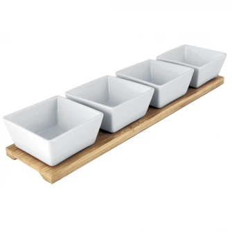 Set 4 vase servire, Lamart Bamboo, portelan, 38 x 9 cm