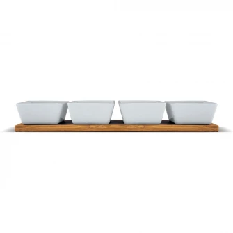 Set 4 vase servire, Lamart Bamboo, portelan, 38 x 9 cm