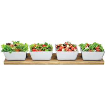Set 4 vase servire, Lamart Bamboo, portelan, 38 x 9 cm