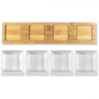 Set 4 vase servire, Lamart Bamboo, portelan, 38 x 9 cm