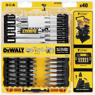 Set 40 accesorii Dewalt DT70702-QZ, biti, adaptor biti