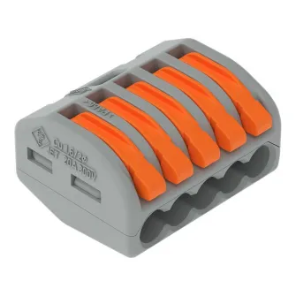 Set 40 cleme (conectori) Wago 4 mmp 222-415, clasic, borna cu arc, cablu litat, 5 fire, 32A