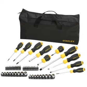 Set 48 accesorii Stanley STHT0-70887, surubelnite, tubulare, biti, geanta transport