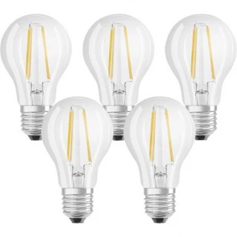Set 5 becuri LED Osram Base Filament A60, E27, 7W (60W), 806 lm, A++, lumina calda (2700K)