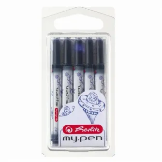 Set 5 patroane Herlitz MyPen, universale, blister, albastru