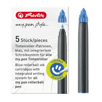 Set 5 Rezerva roller Herlitz, my.pen, cerneala albastra, cutie de carton