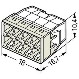 Set 50 cleme (conectori) Wago 2.5 mmp 2273-208, compact, borna cu arc, cablu masiv, 8 fire, 24A