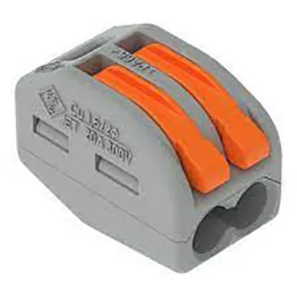 Set 50 cleme (conectori) Wago 2.5mmp 222-412, compact, borna cu arc, cablu litat, 2 fire, 32A