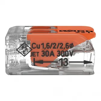 Set 50 cleme (conectori) Wago 6 mmp 221-612, compact, borna cu arc, cablu litat, 2 fire, 41A